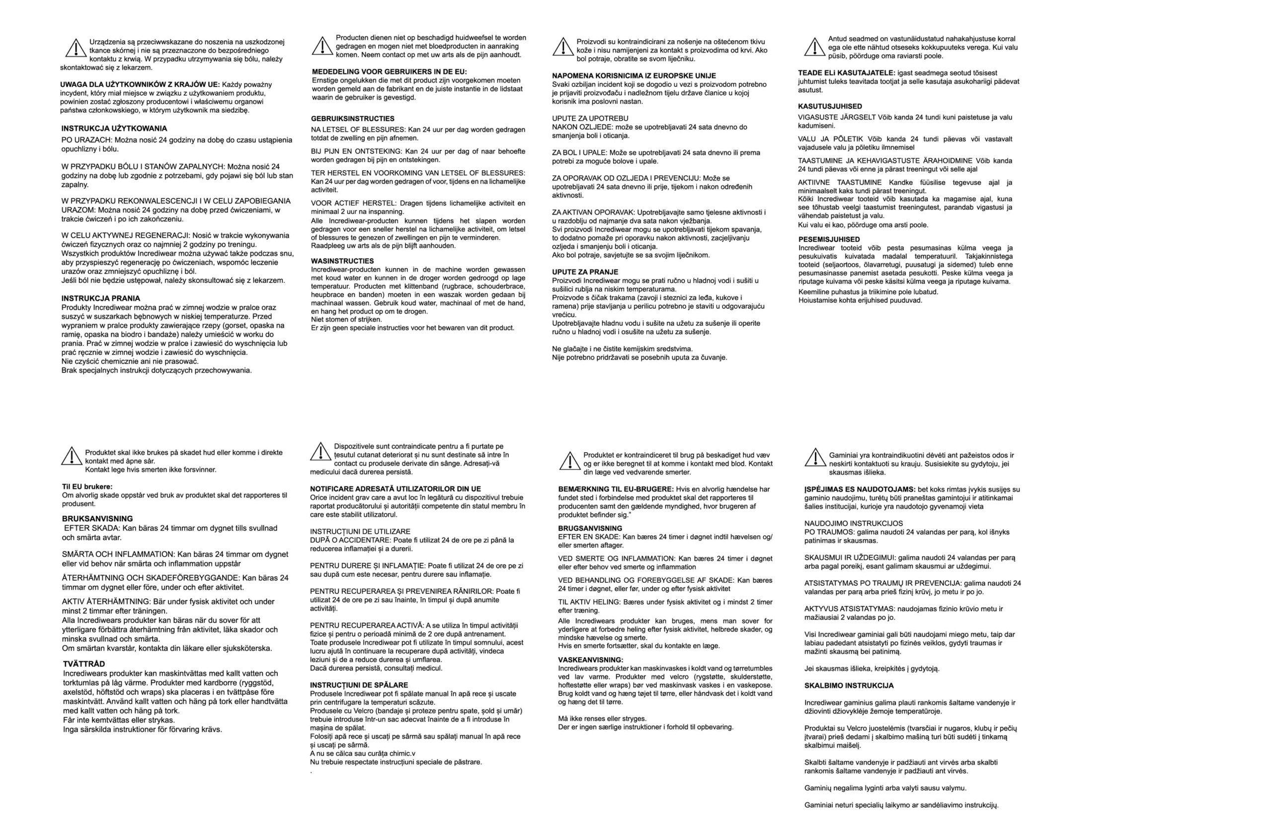 Incrediwear instructions for care and use (page 2 of 5)